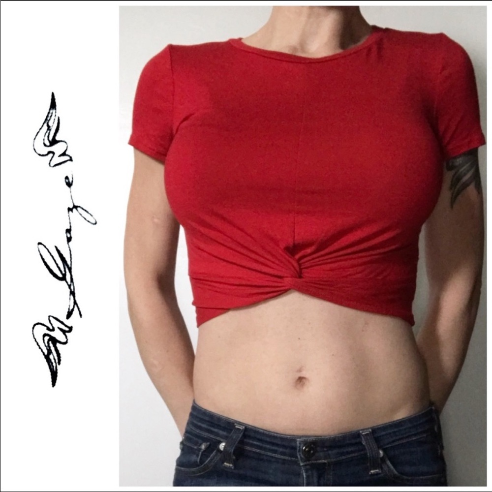 Red Front Knot Crop Top